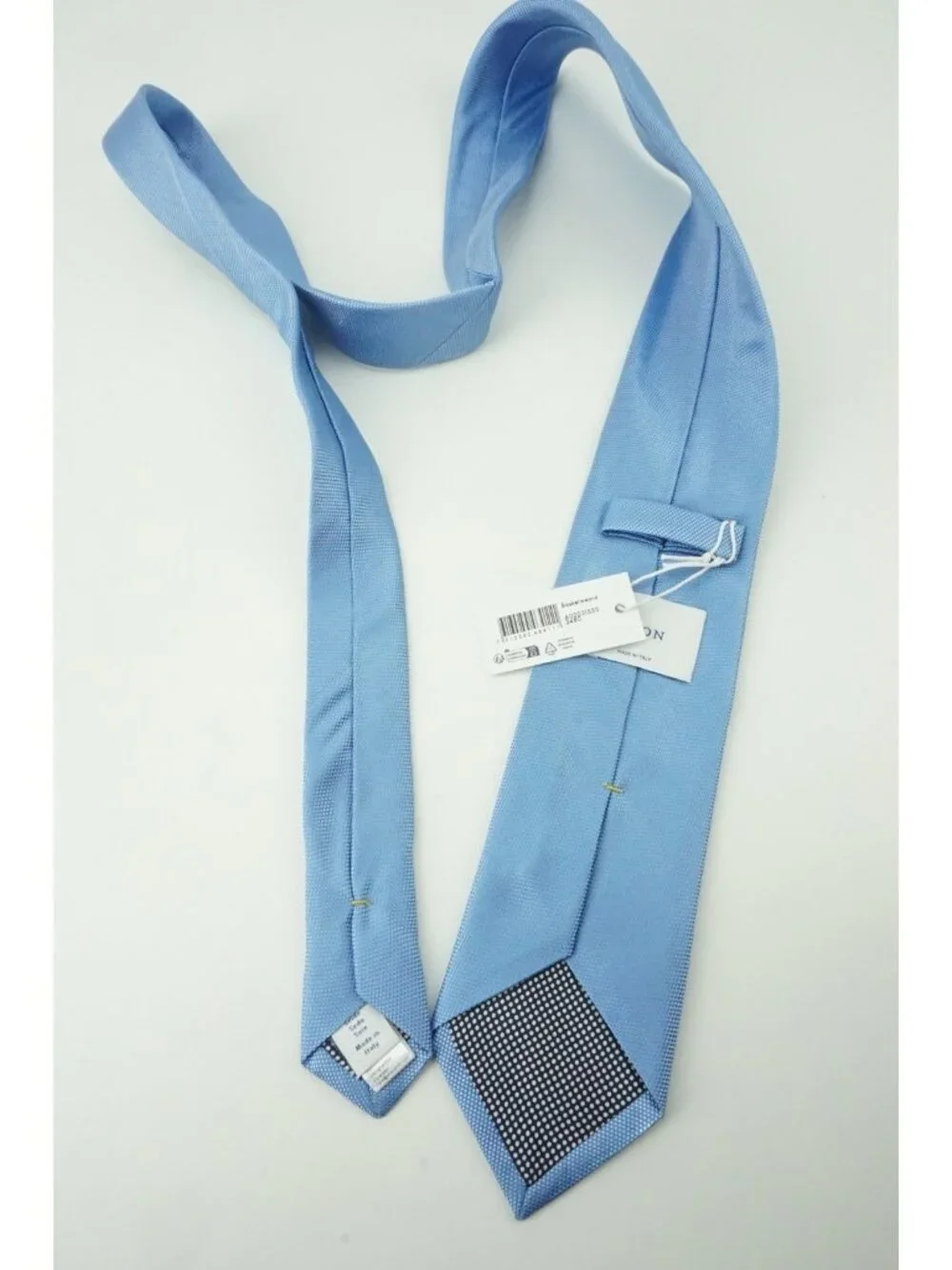Eton Sky Blue Woven Basketweave 100% Silk Tie Brand New With Tags
